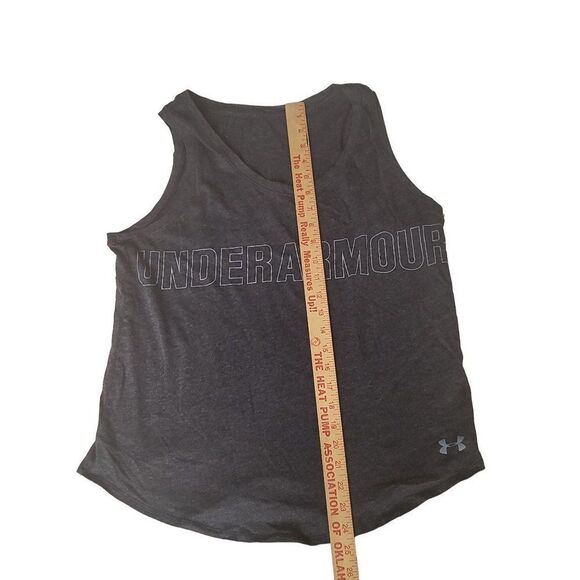 Under Armour Tank Top Women Sz M Gray Big Graphic Athleisure - Picture 5 of 6